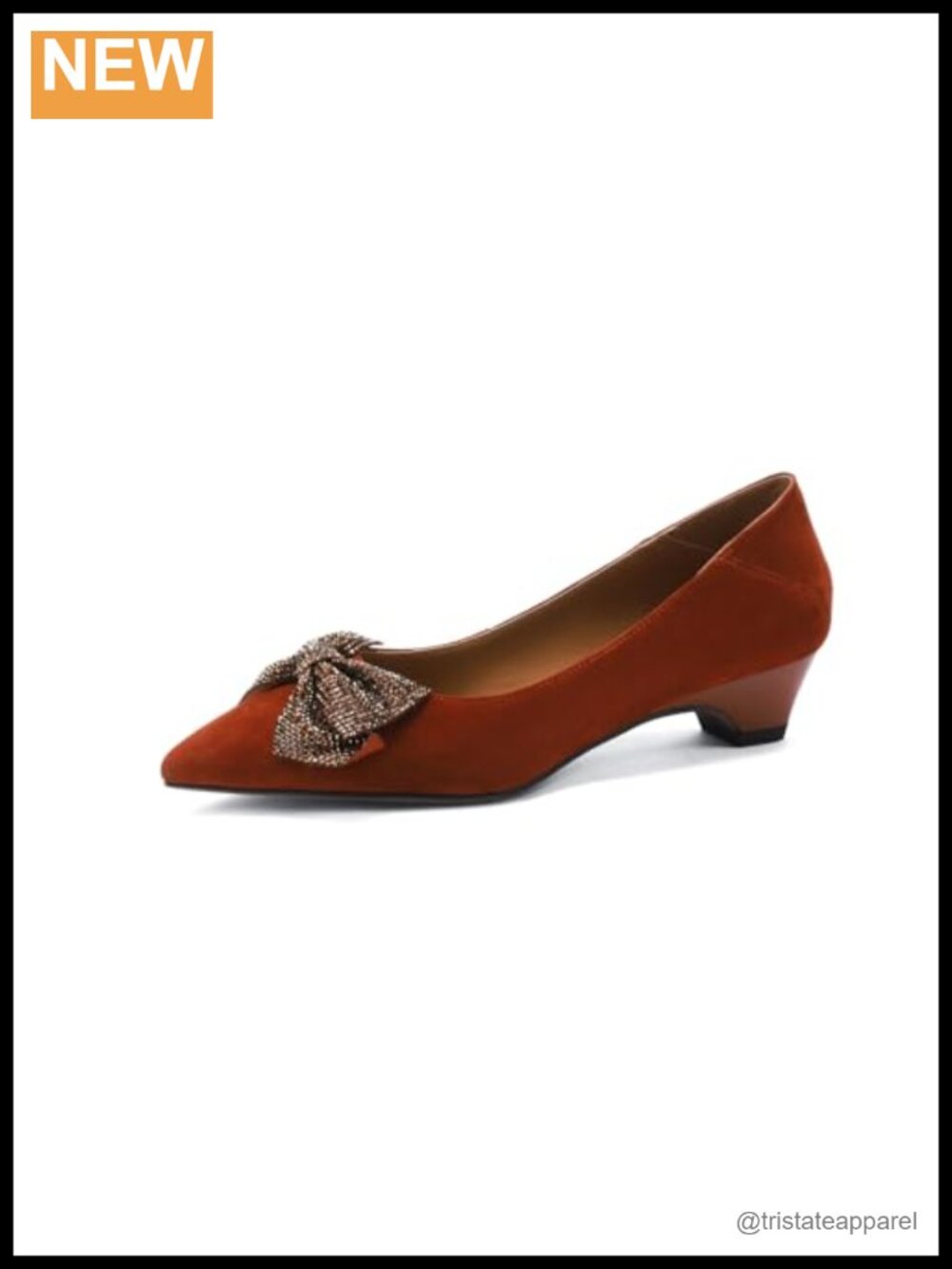 TinaCus Women's Suede Leather Pointed Toe Low Heel Pumps